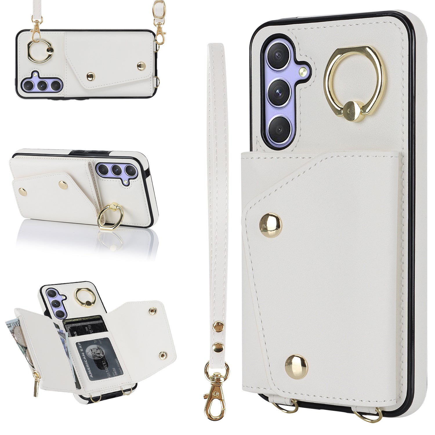 For Samsung Galaxy A54 5G Zipper Wallet Leather Coated TPU Case Rotary Ring Kickstand Phone Cover For Samsung Galaxy A54 5G Zipper Wallet Leather Coated TPU Case Rotary Ring Kickstand Phone Cover